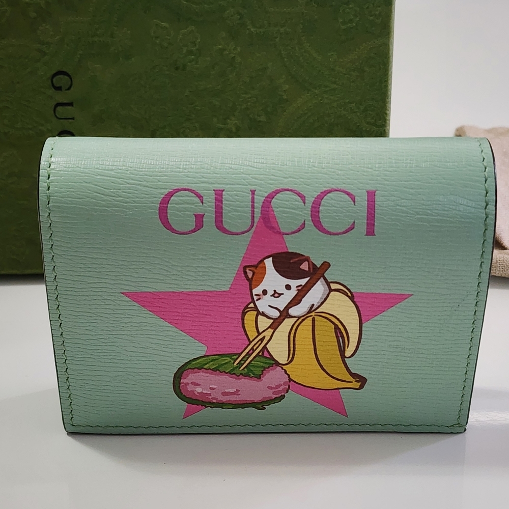 Gucci Bananya Sakura Mochi Cat GG Compact Wallet Limited Edition